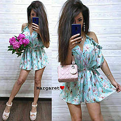 Комбінезон літній із софту на бретельках вільні шорти