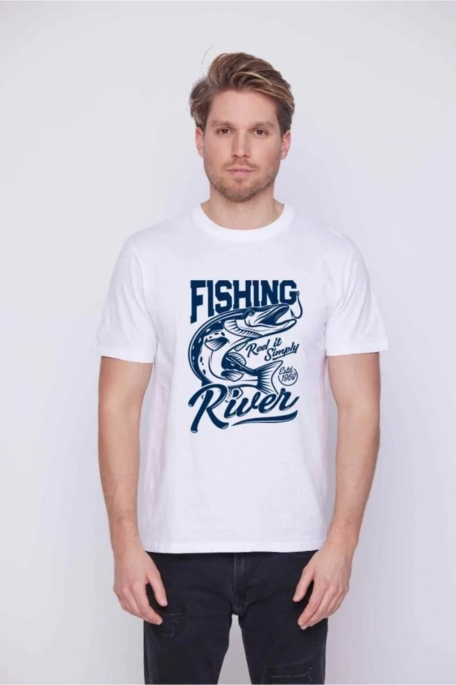 Принтована чоловіча футболка з написом FISHING