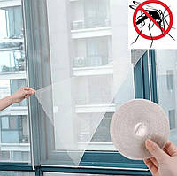 Антимоскитная сетка от комаров на окно белая 1.5х1.3 м на липучке антимоскітна сітка на вікно