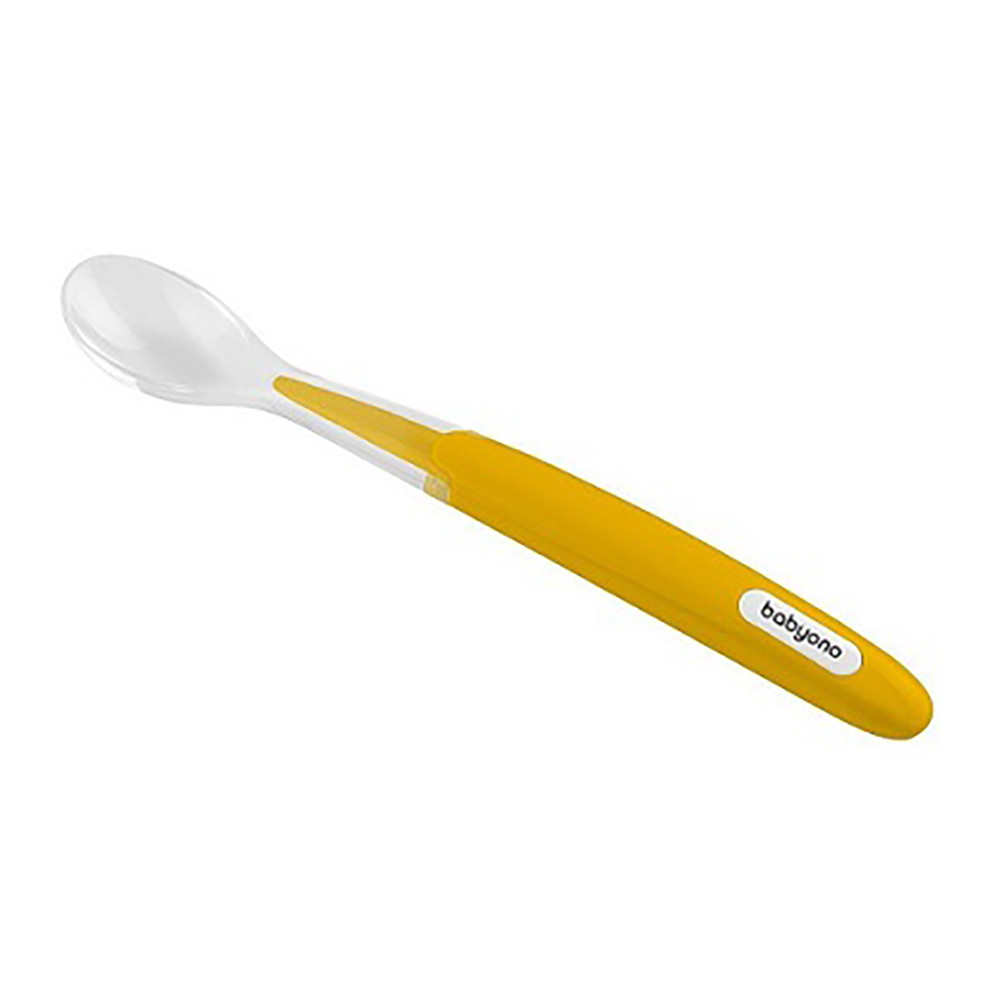 Ложечка силіконова вузька жовта BabyOno (5901435407912-3)