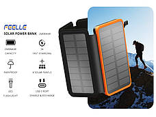 Складна сонячна панель, павербанк FEELLE 26800mAh Solar Power Bank, фото 4