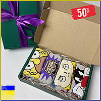 Набір жіночих шкарпеток 36-39 4 пари в коробці з мультяшним принтом