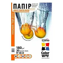 Фотопапір ColorWay PG180-20 White A3 (PG180020A3)