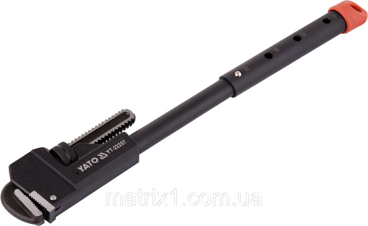 Ключ трубний телескопічний YATO: L= 400-550 мм (16"/18"/20"/22"), макс. Ø80 мм, CrMo 55-60 HRC, фото 1