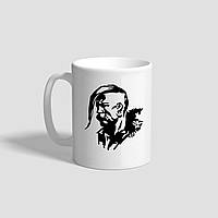 Білий кухоль (чашка) з національною символікою "Армійський жетон Козак"