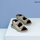 Шкіряні жіночі босоніжки на липучках колір лате 36 розмір, фото 3