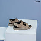 Шкіряні жіночі босоніжки на липучках колір лате 36 розмір, фото 2