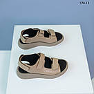 Шкіряні жіночі босоніжки на липучках колір лате 36 розмір, фото 5