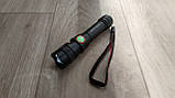 Ліхтар ручний WD270-T6, акумулятор 18650, microUSB, zoom,, фото 6