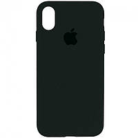 Силіконовий чохол Apple Silicone Case Black Green для iPhone X/XS