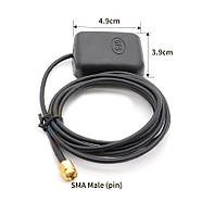 Антенна GPS Глонас автомобільна SMA Male папа для авто магнітол Android Windows виносна 3 метри, на магніті, фото 6