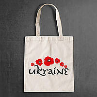 Еко-сумка, шоппер, щоденна з принтом "Ukraine червоні квіти" Push IT