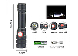 Ліхтар ручний WD270-T6, акумулятор 18650, microUSB, zoom,, фото 3