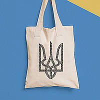 Эко-сумка, шоппер, повседневная с принтом "Герб Украины из названий городов" Push IT