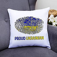 Подушка декоративная с принтом "Отпечаток пальца - Proud Ukrainian"