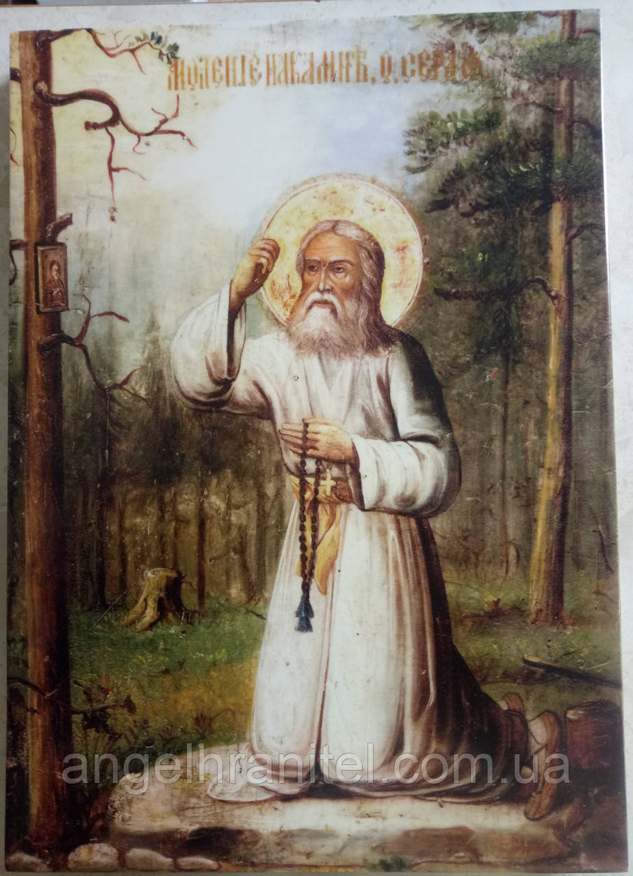 Икона Святого Преподобного Серафима Саровского в молении на камне (ID ...