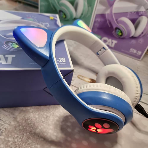 Купити Блютуз Бездротові навушники з котячими вушками LUX якість Cat