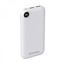Додатковий акумулятор ColorWay Slim LCD CW-PB100LPH2WT-D White 10000mAh