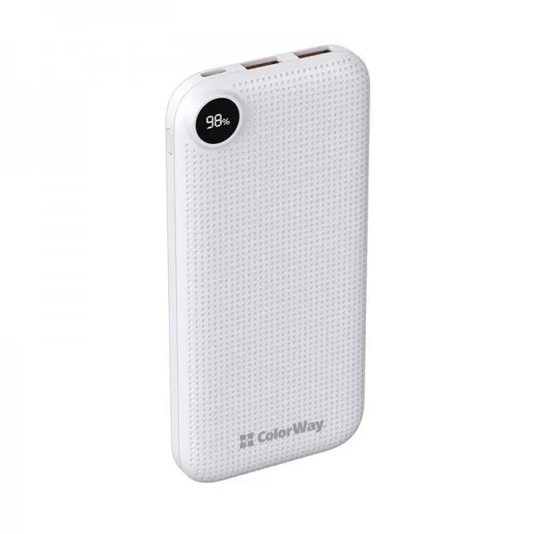 Зовнішній портативний акумулятор ColorWay Slim LCD 10000mAh White 10W