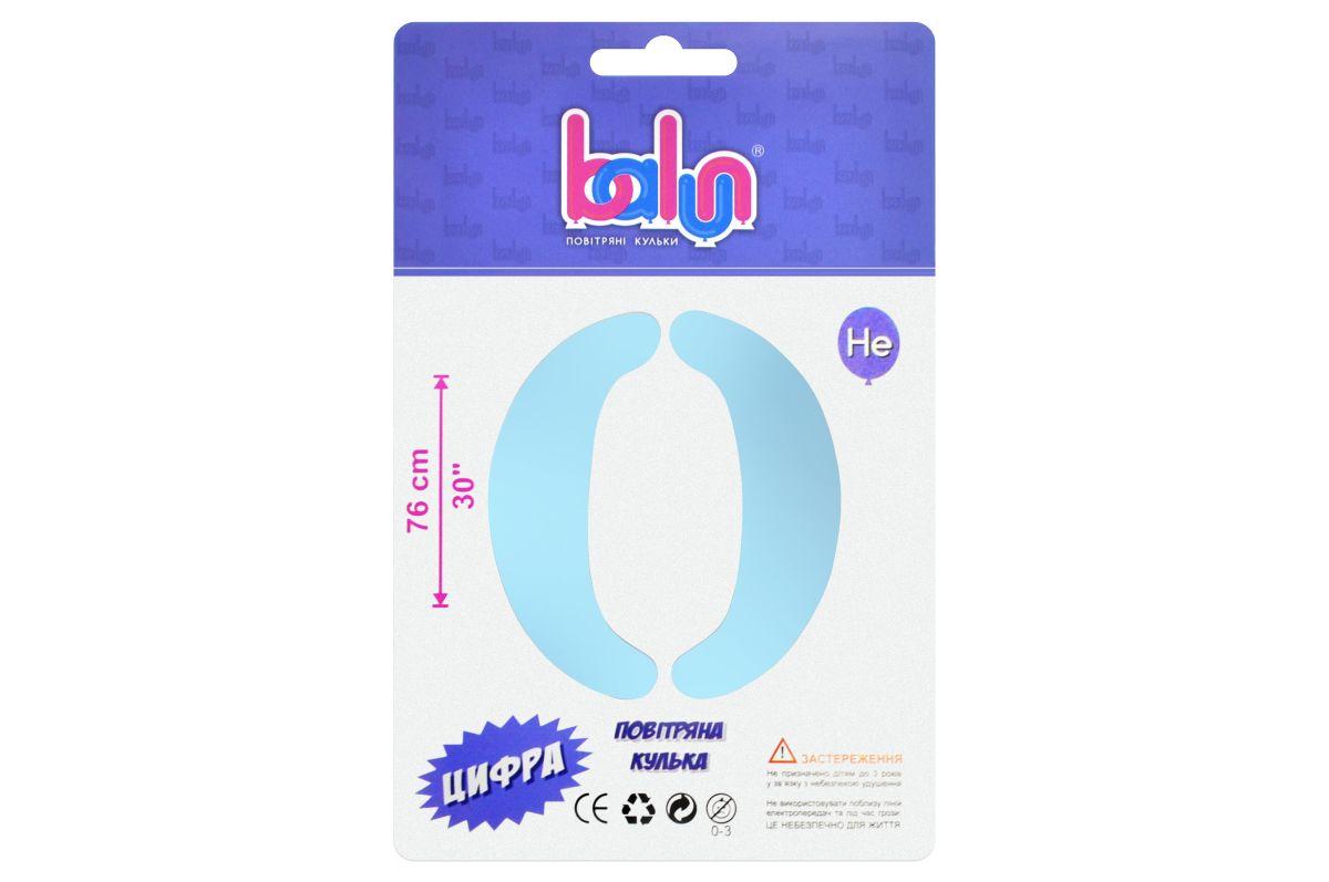 Фольгована кулька цифра "0" sugar blue Balun 30" (76 см) 1 шт