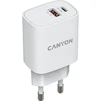 Адаптер питания для телефона Canyon CNE-CHA20W04 White PD 20W/QC3.0 18W