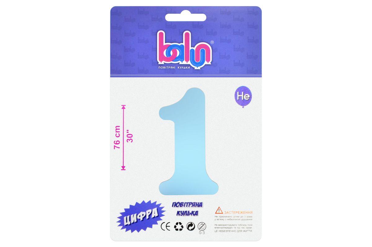 Фольгована кулька цифра "1" sugar blue Balun 30" (76 см) 1 шт