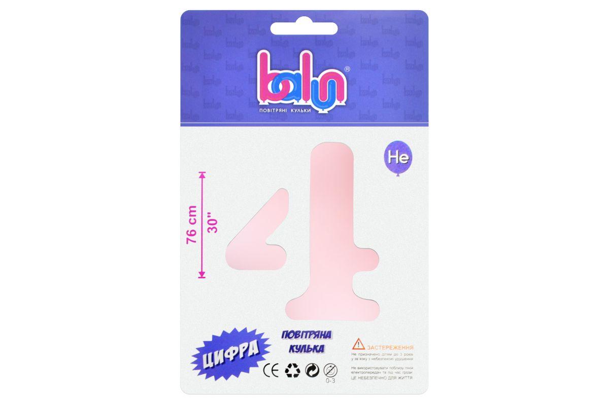Фольгована кулька цифра "4" sugar pink Balun 30" (76 см) 1 шт