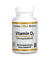 California Gold Nutrition, вітамін D3, 125 мкг (5000 МО), 360 капсул з риб’ячого желатину