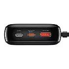 Павербанк батарея Baseus QPow 20000mAh 20W 5A з технологією QC3.0+PD3.0 та iP кабелем 20W Чорний, фото 3
