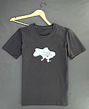 Сіра чоловіча футболка з патріотичними написами та принтом для повсякденного носіння, фото 2