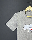 Сіра футболка з принтом для хлопців з українською символікою для повсякденного носіння, фото 8