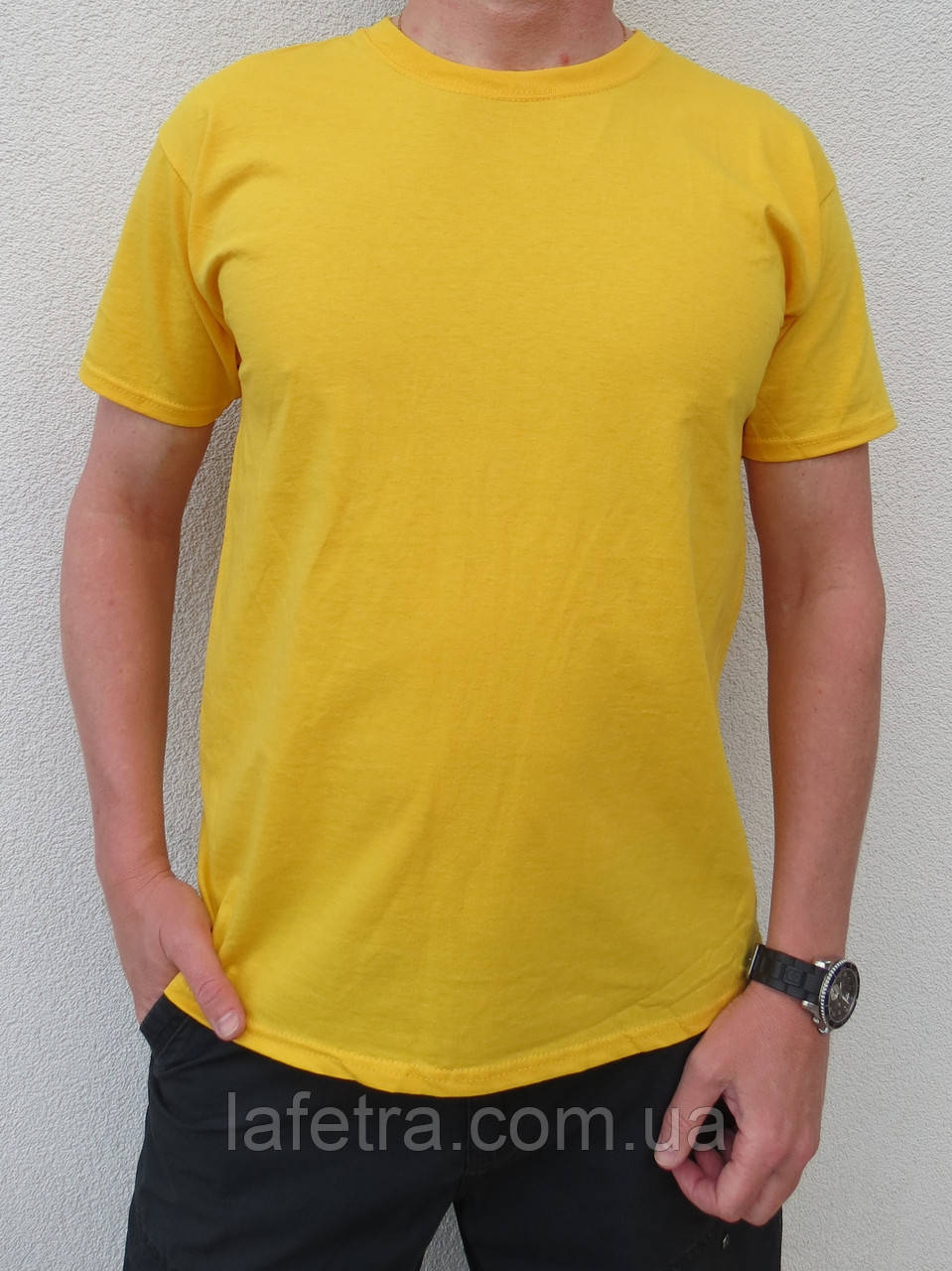 Футболки Чоловічі Базові Бавовна Жовті S, M, L, XL, XXL