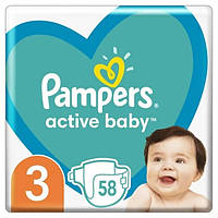 Підгузки Pampers Active Baby 3 (6-10 кг), 58 шт (Памперси)