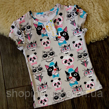 Дитяча футболка котики на сірому Five Stars 10566-122р, фото 2