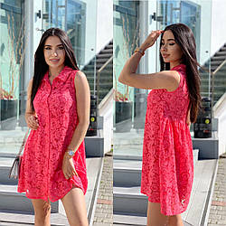 Красива літня сукня-двійка: комбінація та гіпюровий верх на ґудзиках