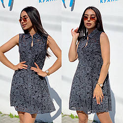 Красива літня сукня-двійка: комбінація та гіпюровий верх на ґудзиках