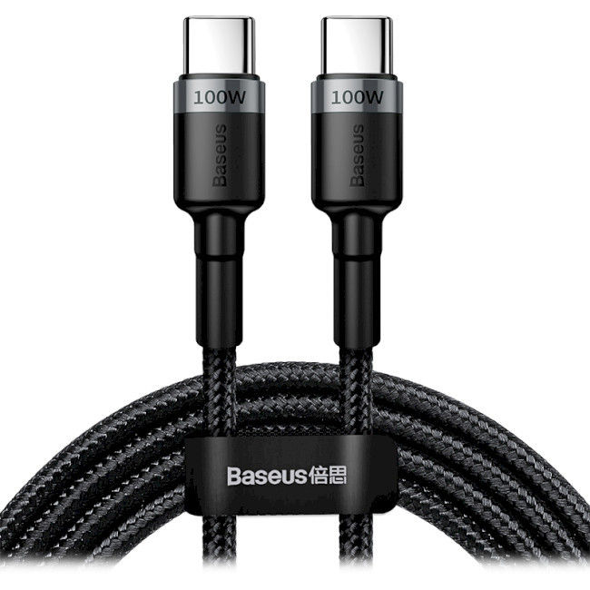 Кабель Baseus Cafule Flash Charging Cable for Type-C PD2.0 100W Gray/Black 1 м (CATKLF-SCG1), фото 1