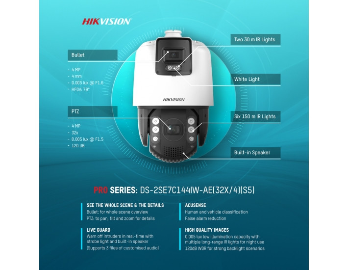 Камера Hikvision DS-2SE7C144IW-AE(32X/4) (S5) Камера 4 MP Видеокамера для дома Камеры видеонаблюдения Камеры - фото 6 - id-p1637672703