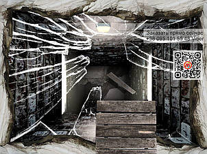 Малюнок для 3D підлоги. Екстрим 0002. Наклеєна плівка для 3D наливної підлоги з фото малюнком. Бездна, тунель, фото 2