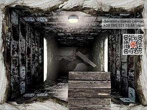 Малюнок для 3D підлоги. Екстрим 0002. Наклеєна плівка для 3D наливної підлоги з фото малюнком. Бездна, тунель, фото 1