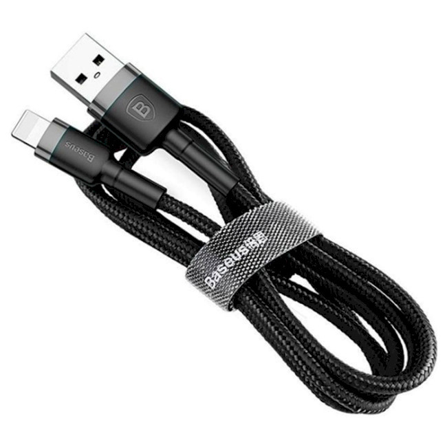 Кабель зарядний Lightning Baseus Halo Data Cable USB For iP 2.4A 1 м Gray/Black (CALKLF-EG1), фото 1