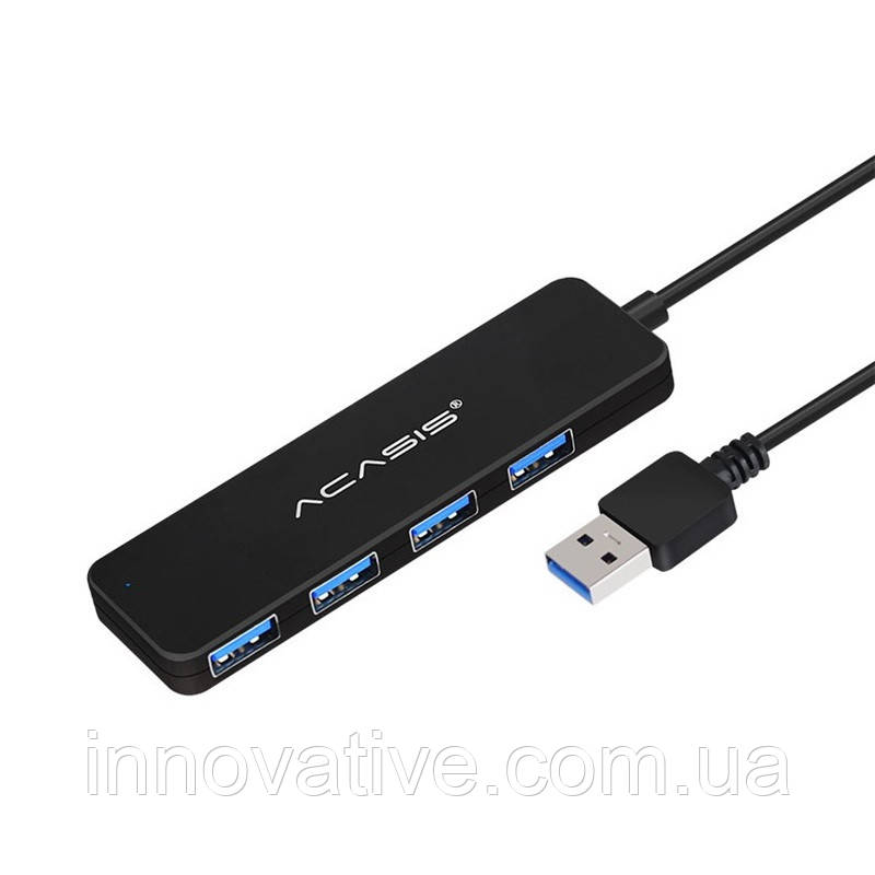 USB hub Acasis AB3-L412 на 4 порти USB 3.0, 120 см (Чорний), фото 1