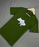 Якісна повсякденна чоловіча футболка з українською символікою кольору хакі, фото 6