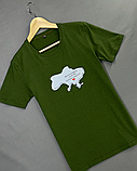Якісна повсякденна чоловіча футболка з українською символікою кольору хакі, фото 5