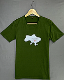 Якісна повсякденна чоловіча футболка з українською символікою кольору хакі, фото 2
