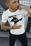 Патріотична футболка чоловіча біла з принтом для повсякденного носіння, фото 4