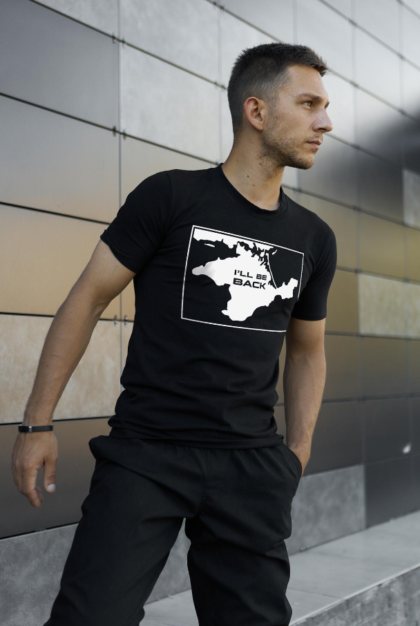 Молодіжна футболка для хлопців чорна для повсякденного носіння з українською символікою, фото 1