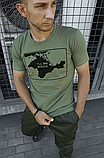 Чоловічі футболки для повсякденного носіння кольору хакі з українською символікою для хлопців., фото 3