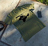 Чоловічі футболки для повсякденного носіння кольору хакі з українською символікою для хлопців., фото 7