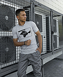 Стильна чоловіча патріотична сіра футболка з принтом для хлопців для повсякденного носіння, фото 5